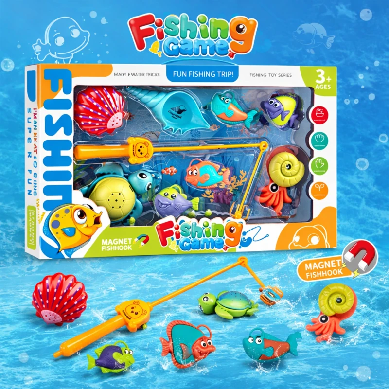 Magnetic Fishing Game for Kids 9 Pieces with Fishing Rod – Educational Water Toy for Developing Motor Skills and Hand-Eye Coordination – Suitable for Kids 2 Years & up
