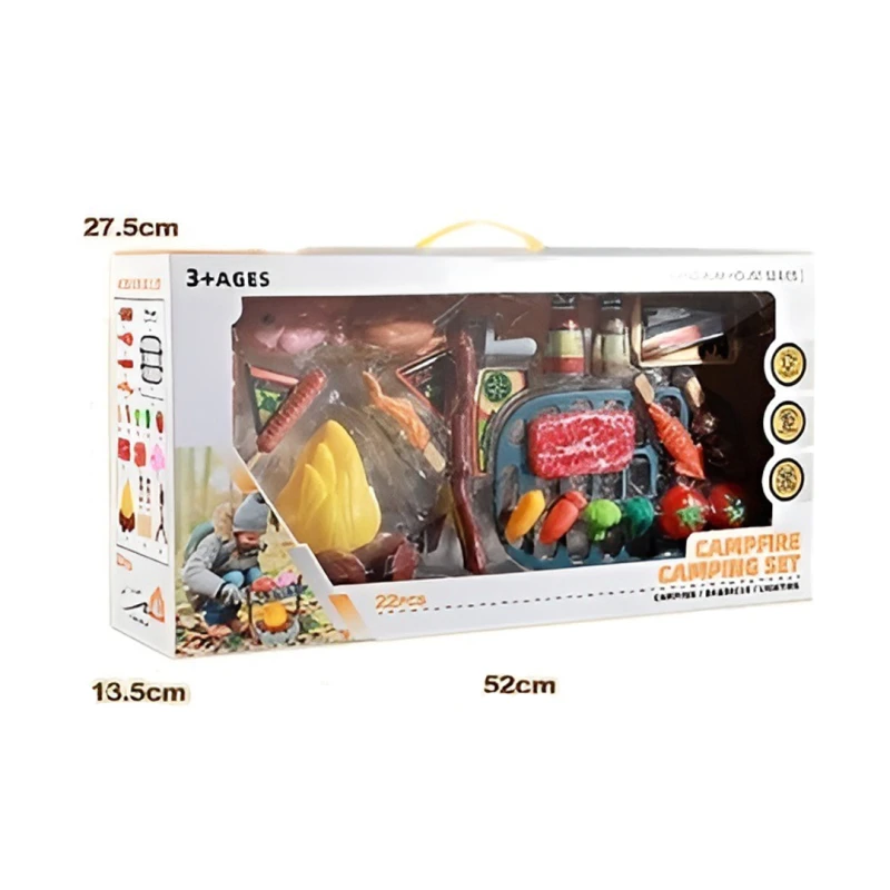 22-Piece Kids Campfire Play Set with Light and Sound, BBQ Grill and Accessories for Indoor & Outdoor Camping – For Ages 3+