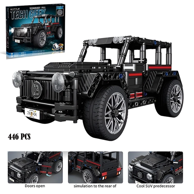 Technic BRABUS Mercedes-Benz G-Class Off-Road Building Blocks Set, Pull Back SUV Model, 446 Pieces, 1:18 Scale, STEM Construction Toy for Kids Age 6+