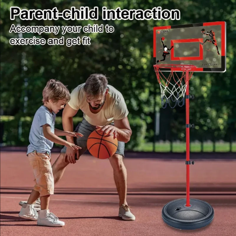 Adjustable Kids Basketball Hoop with Height Up to 150cm for Indoor & Outdoor Play, Round Base & Durable Metal Rim – Suitable for Ages 3+