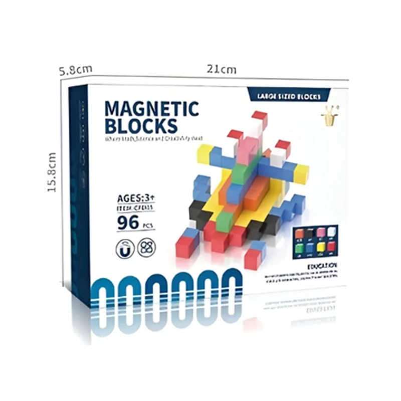 96-Piece 3D Magnetic Building Blocks Set, 2.5cm Transparent Color Squares, Rainbow STEM Puzzle Cubes for Kids, Sensory Educational Construction Toys, Age 3+