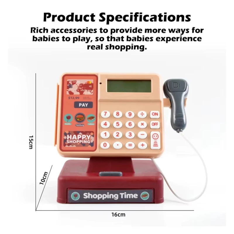 Cash Register Kids Fast Food Restaurant Toy with Sound - Complete Pretend Play Set with Food Accessories, Age 3+