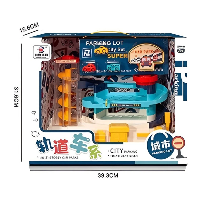 Interactive Kids Car Parking Garage, 2 Levels with Electric Lift, Music & Lights, 3 Cars, Educational Toy for Ages 3+