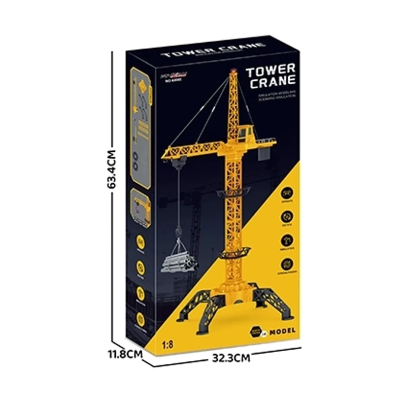 Jumbo Remote Control Tower Crane - 138 cm Tall, 6-Channel 2.4GHz RC Construction Crane with 680° Rotation & Lights, Age 3+