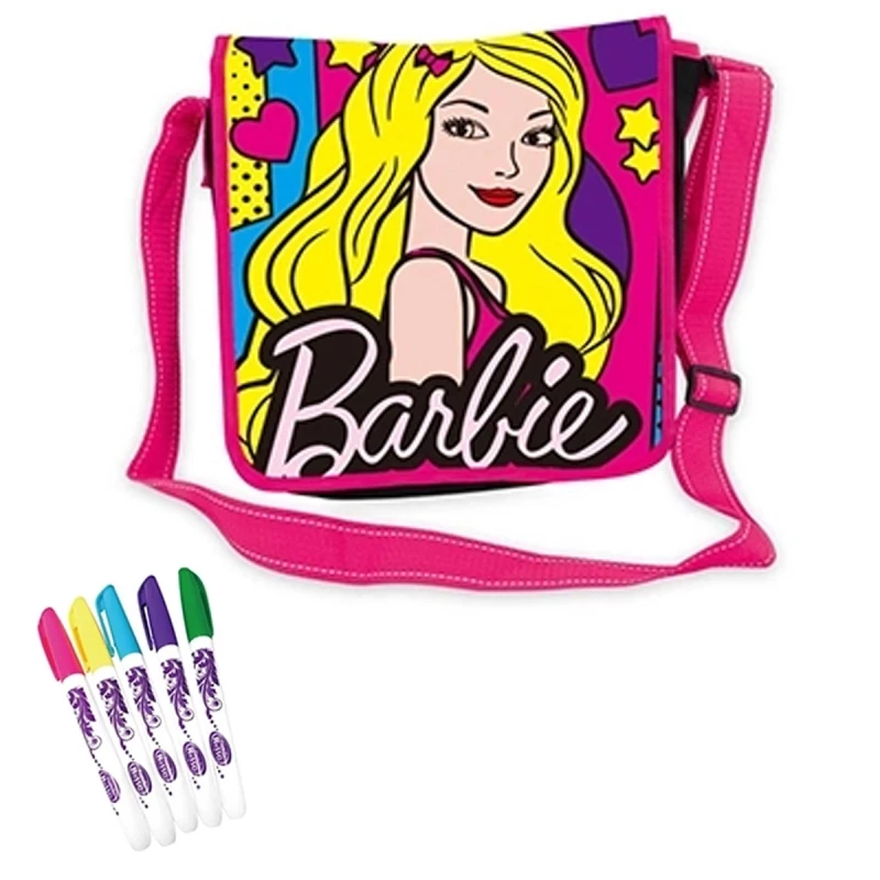 Barbie Coloring Bag for Kids with 5 Marker Pens – Washable & Recolorable Drawing Bag for Girls (3+)