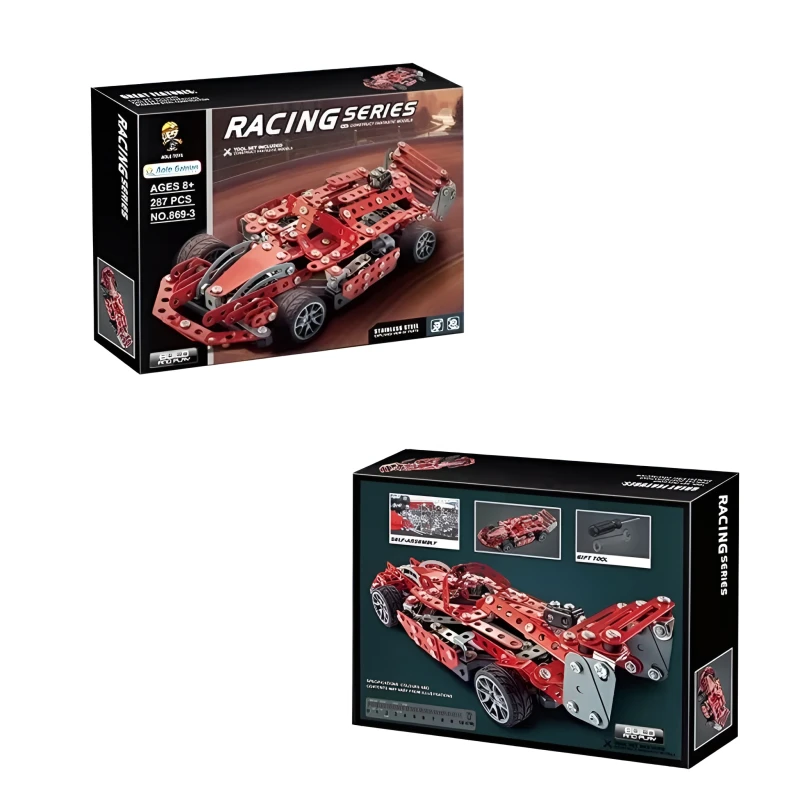 Metal F1 Racing Car Meccano Construction Set - 287 Pieces - STEM Building Toy for Kids Ages 6+