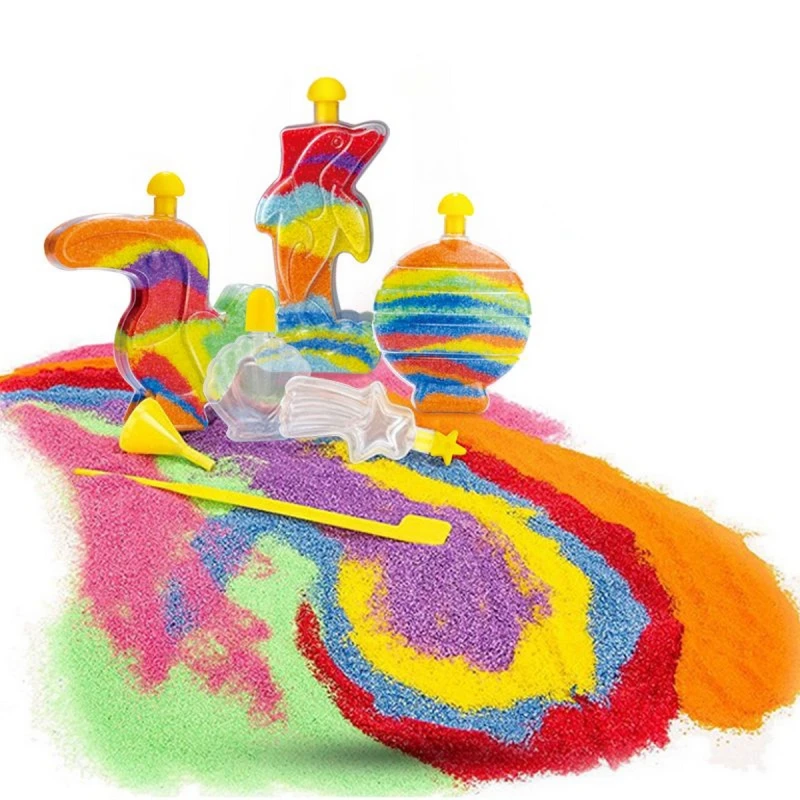 Glow in the Dark Sand Art Kit for Kids 12 Clear Shape Bottles with 10 Sand Colors Including Fluorescent Sand Creative DIY Activity for Ages 5+