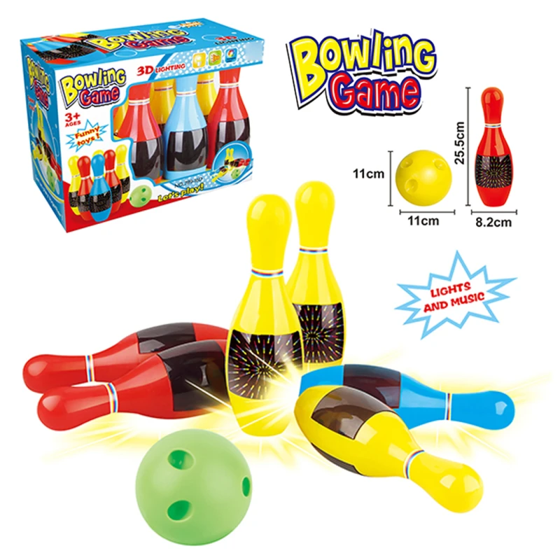 Kids Bowling Playset with Lights - 6-Piece Indoor & Outdoor Bowling Set, Easy-Insert Finger Holes, Skill Development Toy for Ages 2+