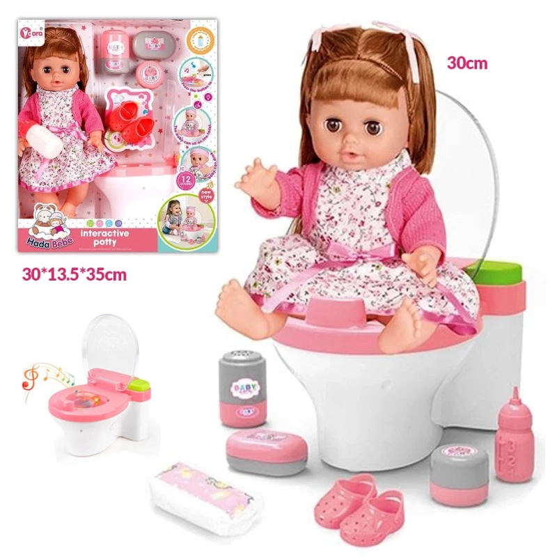 Interactive Baby Doll with Potty & Care Accessories – 30 cm Realistic Doll with 12 Sounds, Toilet Training Playset for Kids Ages 3+