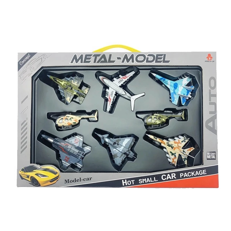 Die-Cast Military Aircraft & Helicopter Set - 8-Piece Metal Air Force Models for Kids Ages 3+