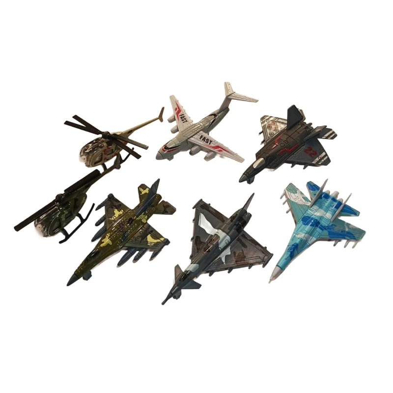 Die-Cast Military Aircraft & Helicopter Set - 8-Piece Metal Air Force Models for Kids Ages 3+
