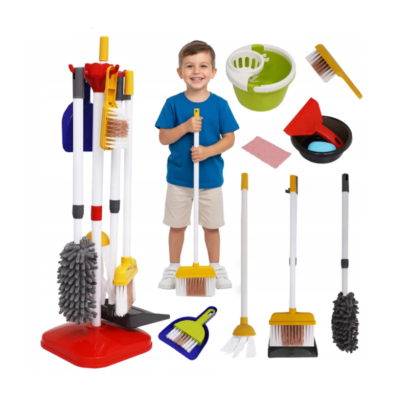 Little Helper 18-Piece Kids Cleaning Toy Set – Pretend Play Broom, Mop, Dustpan & Cleaning Tools - Educational Role-Play Housekeeping Kit for Children - Ages 3+