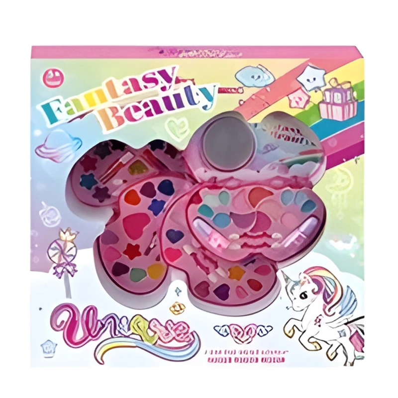 Fantasy Beauty Unicorn Kids Makeup Set – Cosmetic Play Kit with Eye Shadow, Lip Gloss, Nail Polish & Accessories – Safe Makeup Toy for Girls Ages 5+