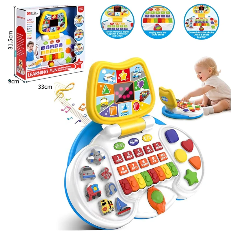 Interactive Laptop for Toddlers with Animated Screen: Teach Letters, Numbers, Colors, and Music for 1-4 Year Olds