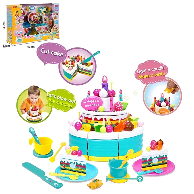 Large Birthday Cake – Sliceable and Decoratable with Lights and Music – Interactive and Educational for Children 3 Years and Up