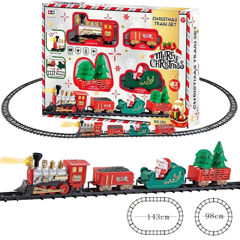Christmas Train Set with Lights and Sound | Electric Train Model for Kids Ages 3+