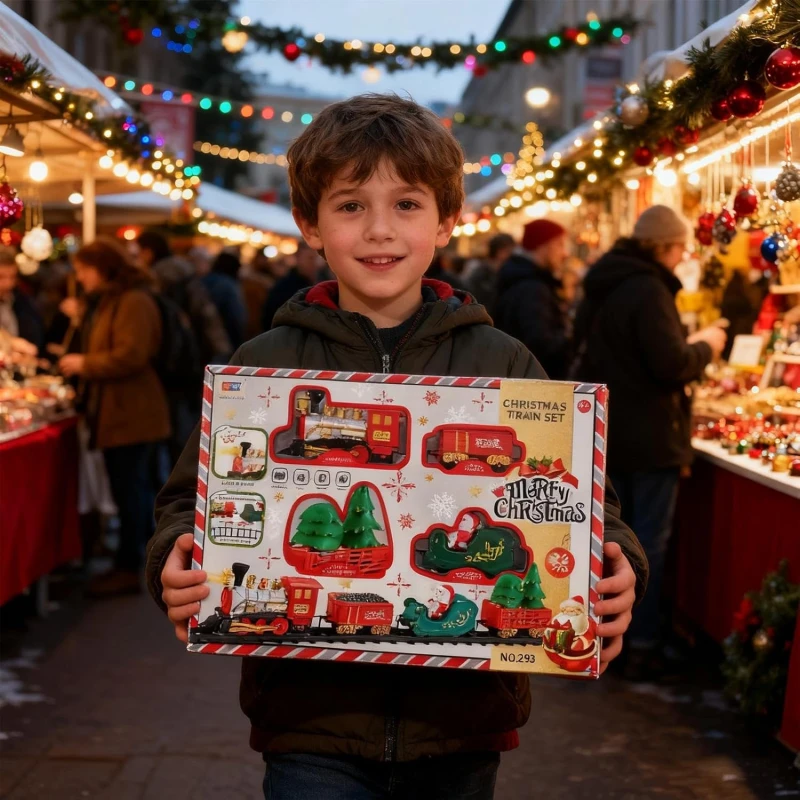 Christmas Train Set with Lights and Sound | Electric Train Model for Kids Ages 3+