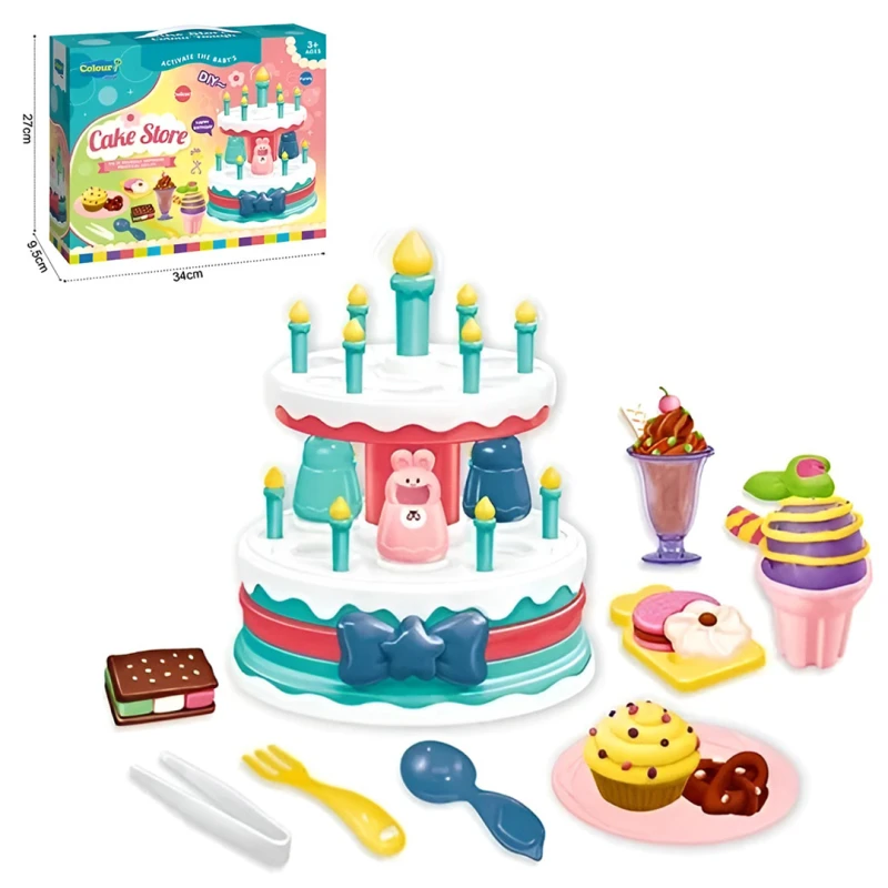 Cake Store - 6-Color Modeling Dough Set with 2-Tier Cake Molds - For Kids Ages 3+