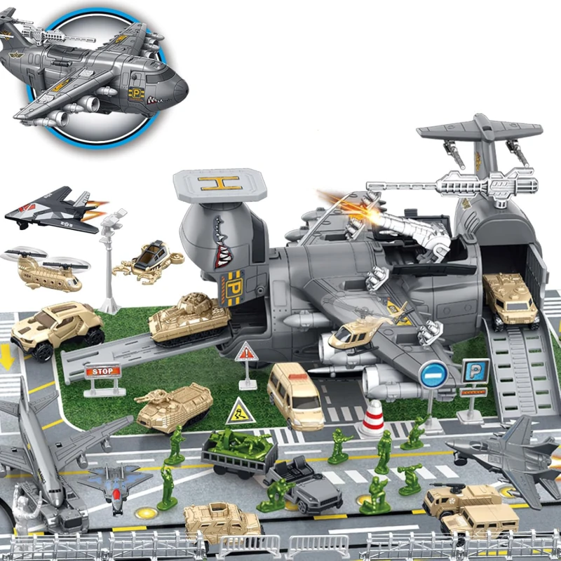 48 Piece Army Toys, Jumbo Military Airplane, Fighter Jet, Helicopter & Soldier Action Figures, Imaginative Play & Party Favors, STEM Toys for Kids Ages 3-12 (ASTM Certified)