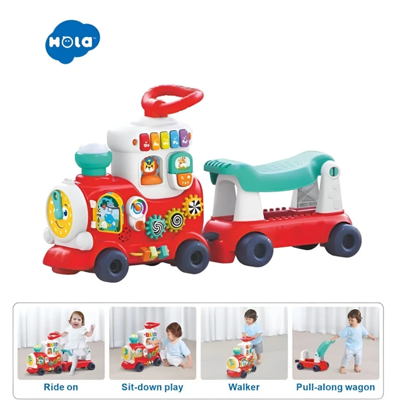4-in-1 Ride-On Train for Toddlers - Push, Pull, Sit & Ride | Learning Walker Car Toy for Kids Ages 8-36 Months