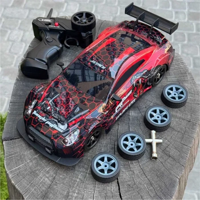 Remote Control Drift Car with Steam - Nissan GTR Snake Red - 4WD - Scale 1:16