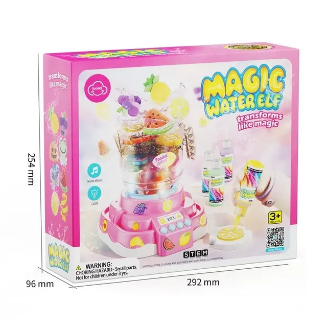 Magical Fruit Watercolor Set - Aqua Fairy Water Gel Kit with Bubble Cooking Simulation Toy, 6 Magic Gel Colors, 8 Molds, DIY Arts & Crafts STEM Toys for Kids Ages 3+