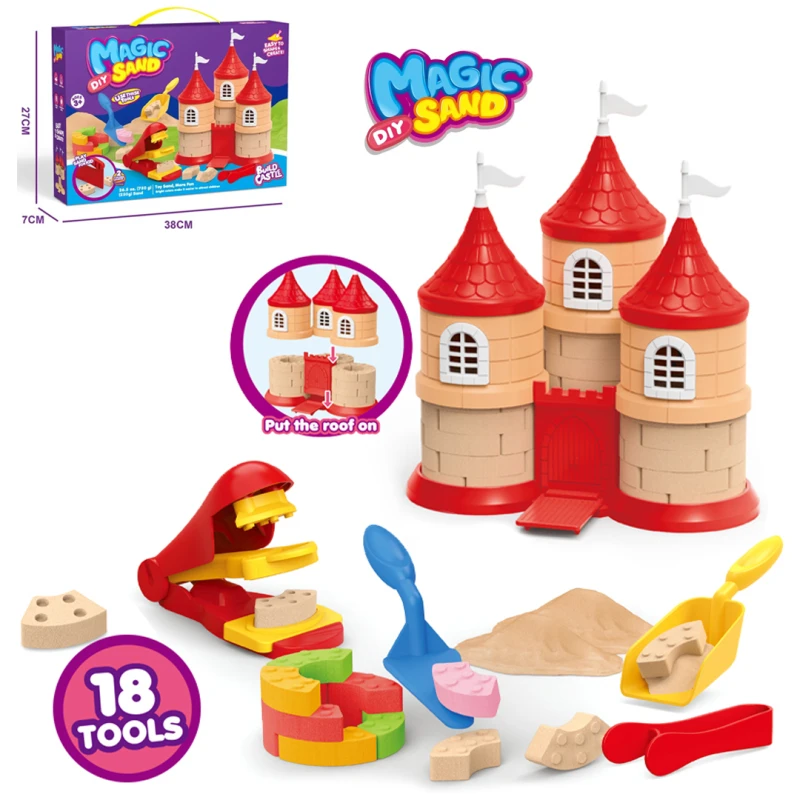 Magic Sand Toy Set Magic Castle Building Blocks with 18 Tools , 750 grams Non-Toxic Sands & Castle Molds