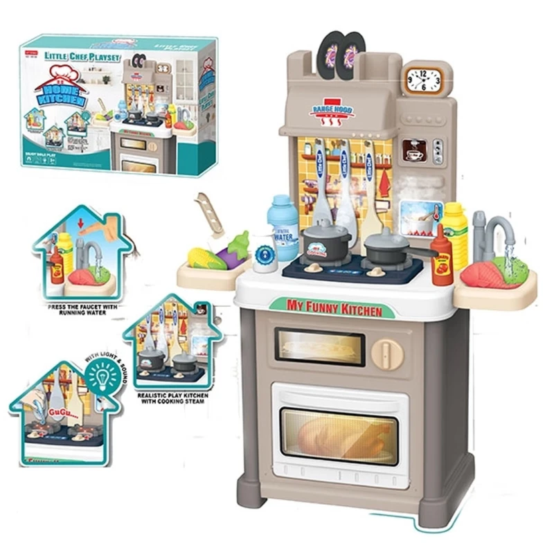 Home Kitchen Little Chief Play Set – Large Dining Table with Spray Smoke, Pressable Tap, Light & Sound | Kitchen Height 77 cm | 3+ Years