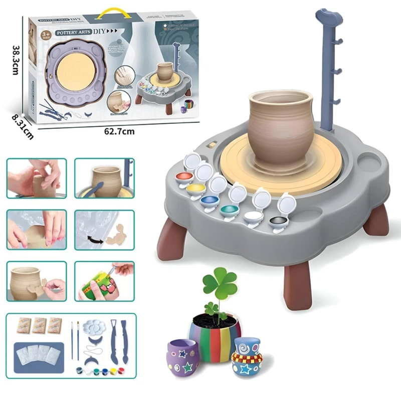 Ceramic Arts Machine - Kids Pottery Wheel Set with Electric Clay Maker, Complete with Tools and Clay for Creative Fun, Ideal for Ages 3+