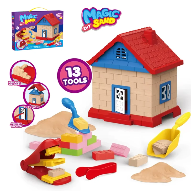 Magic Sand - Kinetic Sand Dream House skeleton Design with 13 Tools , 750 grams Non-Toxic Sands Sands –Ages 3+