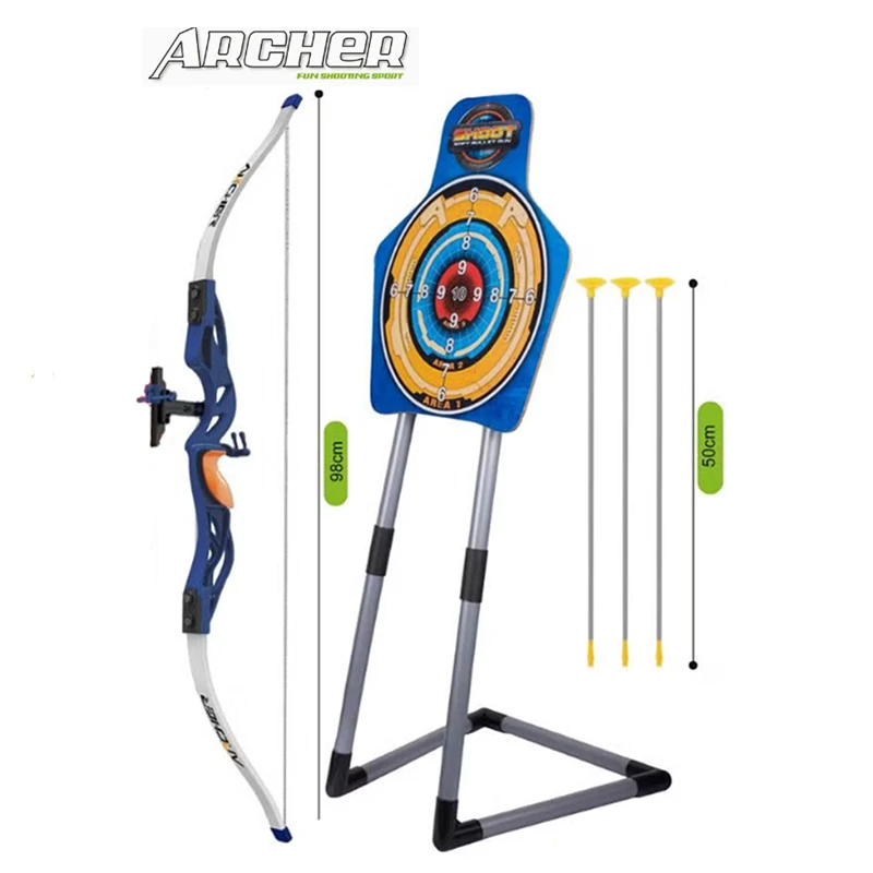 Archer Simulation Bow Arrow Set Kids Toy Outdoor Shooting Target Game with 3 Arrows & 1 ِArcher –for Ages 6+