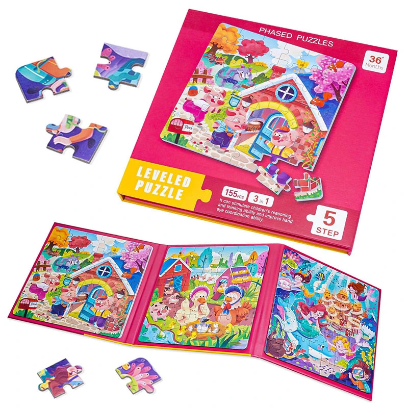 LEVELED PUZZLE - 3 In 1 Phased Magnetic Puzzle , Farm Animal & Mermaid Puzzles 155 STEM Learning- Suitable for Ages 6 Years & Up (Step 5 B)