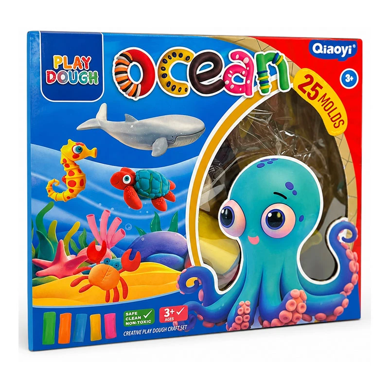 Creative Kids Sea-Themed Dough Set – 8 Color Dough Sticks – Educational Set for Skill Development (25 Molds) – Suitable for Ages 3+