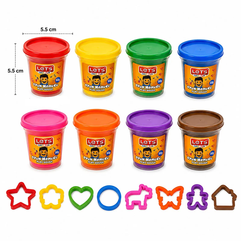 Lets’ Play Dough – Premium Turkish Quality Kids Play Dough Set – 8 Color Dough Containers with 8 Shape Cutters – Ages 3+