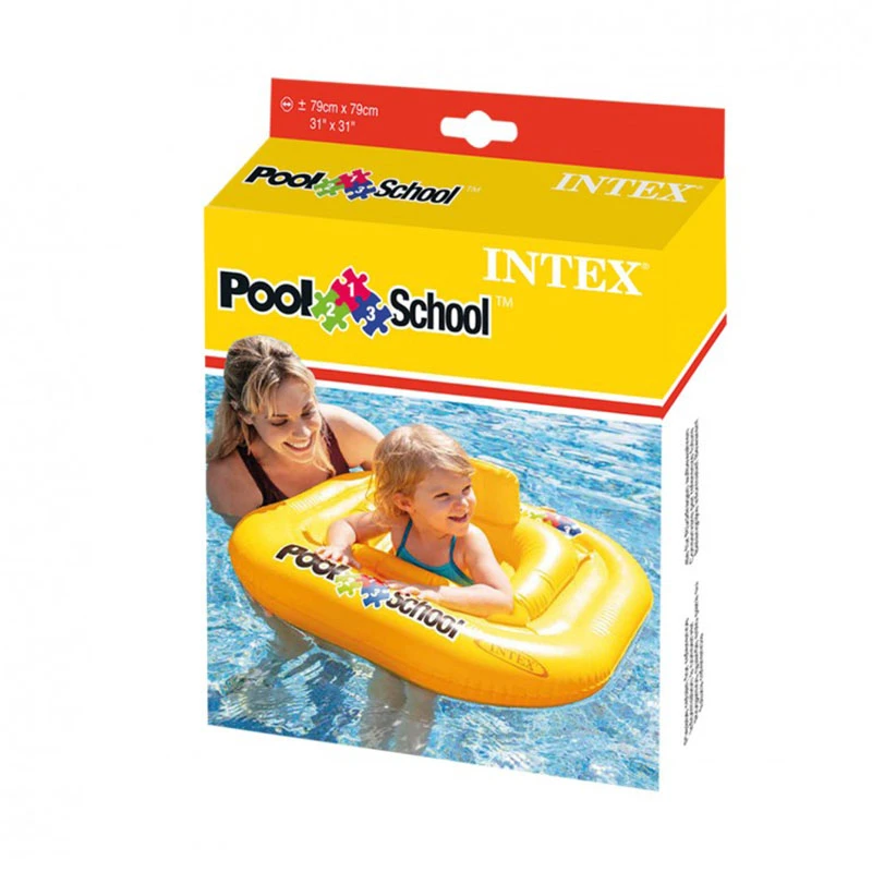 INTEX Pool School Step 1 Inflatable Baby Float 79 × 79 cm – Swim Trainer Seat with Backrest – Ages 1–2