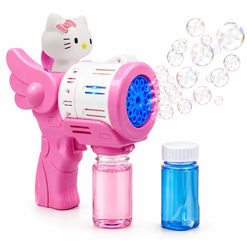 Big Size Hello Kitty Bubble Gun for Kids – Automatic Electric Bubble Machine with LED Lights, Music & Bubble Solution – Outdoor Bubble Toy for Ages 5+