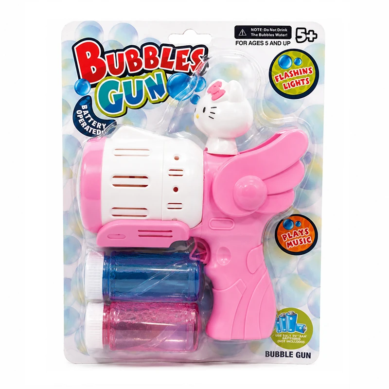 Big Size Hello Kitty Bubble Gun for Kids – Automatic Electric Bubble Machine with LED Lights, Music & Bubble Solution – Outdoor Bubble Toy for Ages 5+