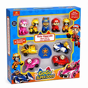 PAW Patrol 10-in-1 Figures & Vehicles Playset with 5 Characters, 4 Cars and Badge Shield – Ages 3+