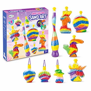 Glow in the Dark Sand Art Kit for Kids 10 Clear Shape Bottles with 8 Sand Colors Including Fluorescent Sand Creative DIY Activity for Ages 5+