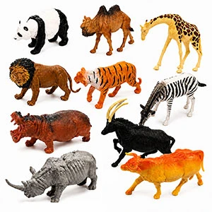 Kids’ Wild Animal Figurine Set, 10 Large Realistic Animal Figures Made of High-Quality Rubber, Approx. 13 × 8 cm, Ages 2+