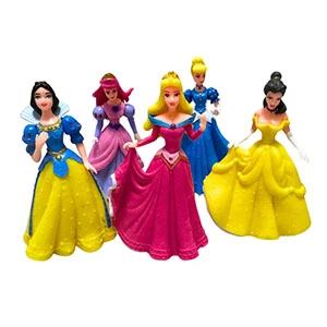 Disney Princess Doll Set for Kids, 5-Piece Collection with Cinderella, Snow White, Aurora, Ariel & Belle, Colorful Princess Figures Made of High-Quality Hard Plastic, Ages 3+