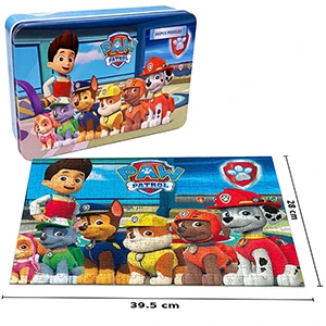 PAW Patrol 200-Piece Jigsaw Puzzle for Kids in a Metal Storage Tin, Colorful Cartoon Character Design, Assembled Size 39.5 × 28 cm, Original Nickelodeon Product, Ages 3+