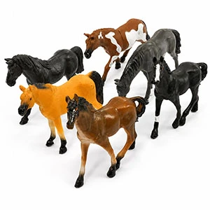 Kids’ Horse Figurine Set, 6 Large Realistic Horse Figures in Assorted Designs and Colors, Made of High-Quality Hard Plastic, Approx. 11 × 7 cm, Ages 2+