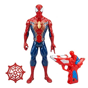 Spider-Man Action Figure Set for Kids with Movable Joints, Sound Effects, Light & Sound Toy Blaster and Web Accessory, High-Quality Hard Plastic, 29 cm Tall