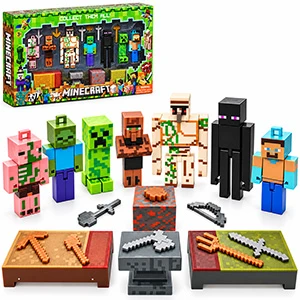 Minecraft World Figure Set for Kids, 19 Pieces with Characters, Creatures, Tools and Assorted Play Pieces, Ages 3+