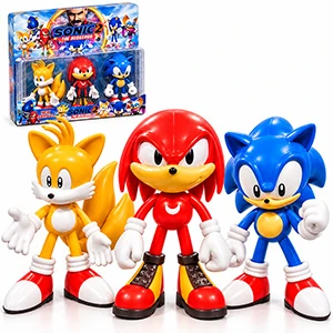 Large Sonic the Hedgehog 3-Piece Character Figure Set for Kids with Movable Joints, High-Quality Hard Plastic, 17 cm Figures, Ages 3+