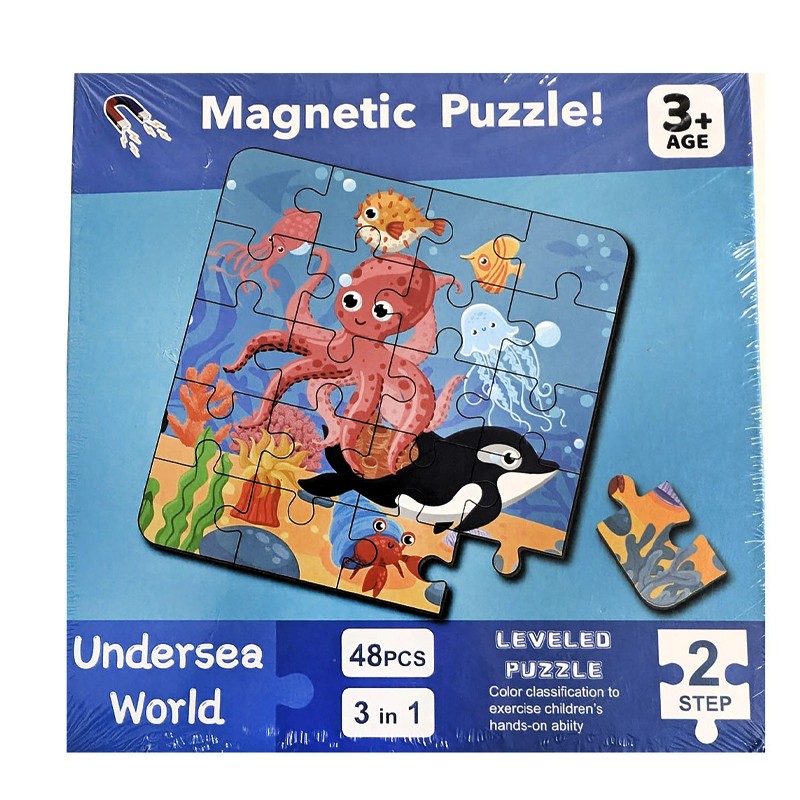 LEVELED Educational Magnetic Puzzles for Kids  48 Pcs Undersea World 3 In 1 (Step 2)(23032)