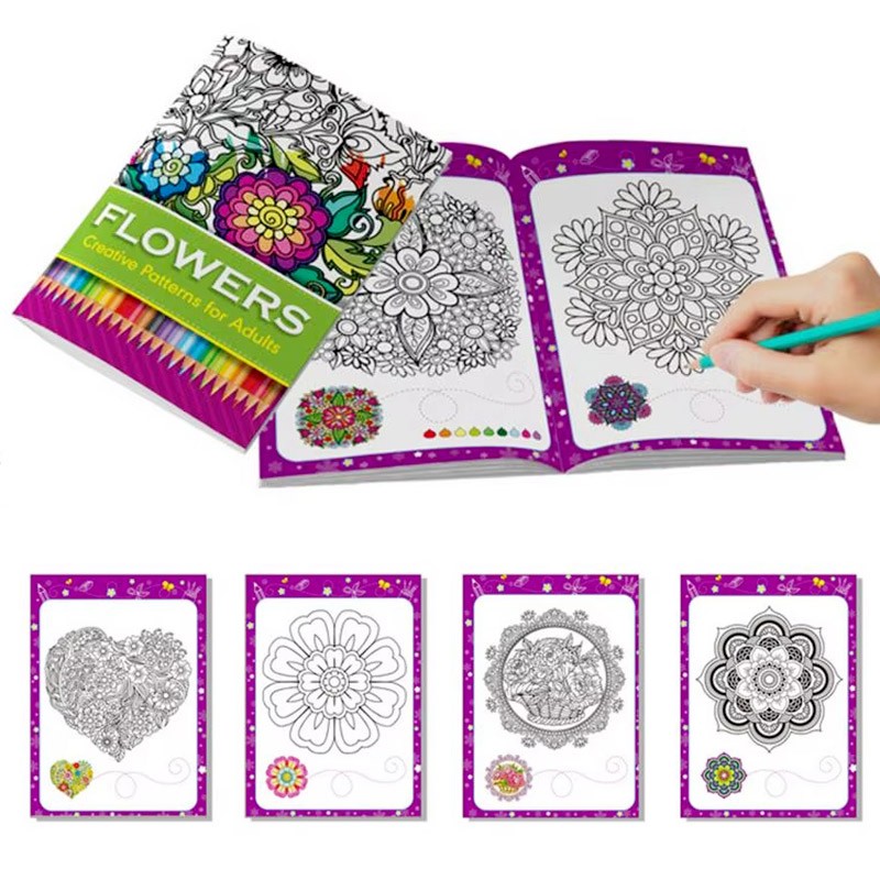 Coloring Book Creative Patterns For Adults 32 Pages A4  (Flowers)