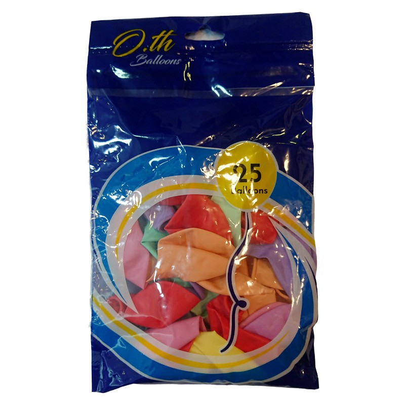 Pack Of 25 Pastel Color Latex Balloons 30 cm