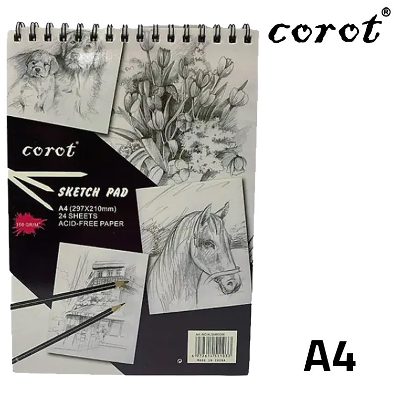 Corot Spiral Sketch Pad A4 24 Sheets 160 gsm (KLSMB0006)